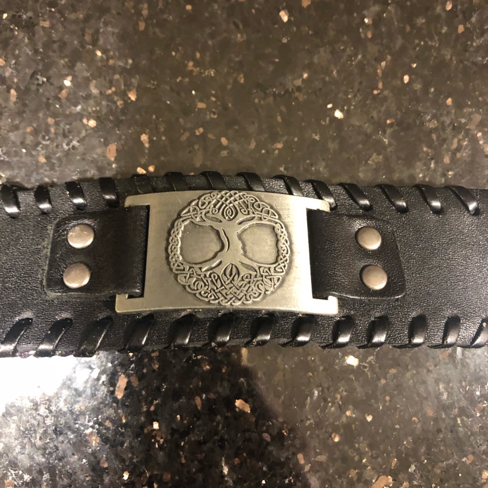 Tree of life black Leather Bracelet.